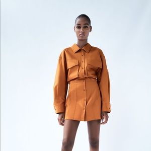 Zara Poplin Shirt Dress with Front Pockets
